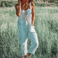 Ladies' Summer Jumpsuit with Adjustable Straps and Tapered Legs – Mireya-White-S-State of Style