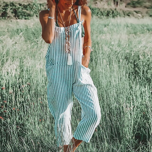 Ladies' Summer Jumpsuit with Adjustable Straps and Tapered Legs – Mireya-White-S-State of Style