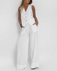 Ladies Summer Set with Top and Shorts – Esmee-White-S-State of Style