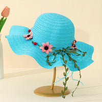 Ladies' Summer Straw Hat with Flower and Fruit Details – Solène-Blue-State of Style