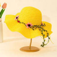 Ladies' Summer Straw Hat with Flower and Fruit Details – Solène-Yellow-State of Style