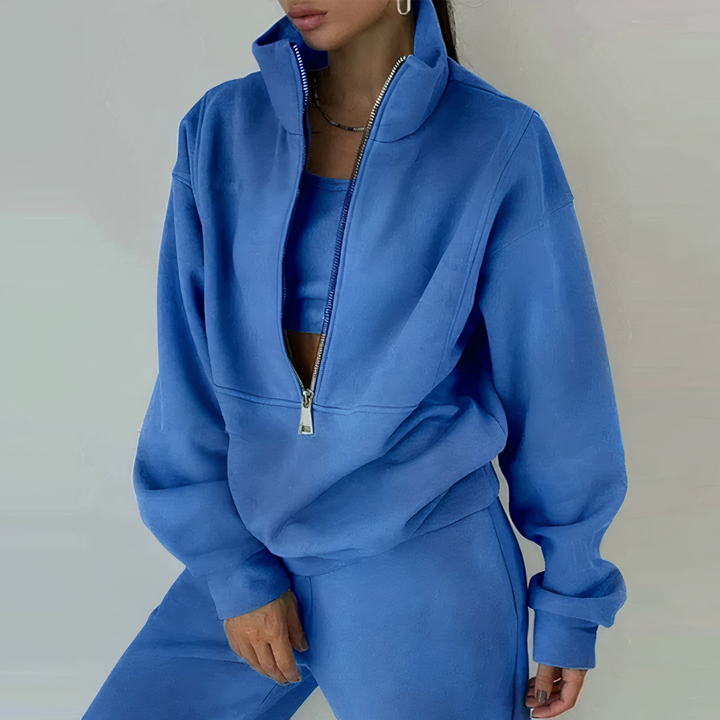Ladies Tracksuit Set of 2 - Livia-Blue-S-State of Style