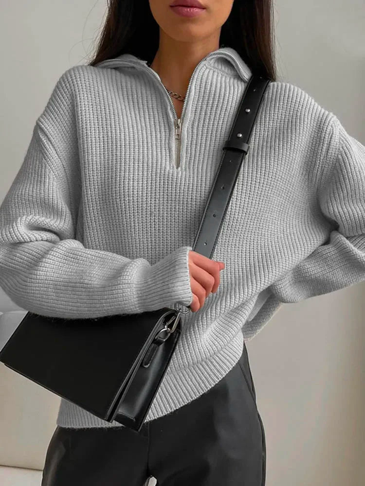 Ladies' V-Neck Sweater - Camille-Grey-S-State of Style