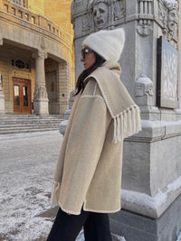 Ladies' Winter Coat with Scarf - Celeste-Beige-S-State of Style