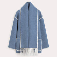 Ladies' Winter Coat with Scarf - Celeste-Blue-S-State of Style