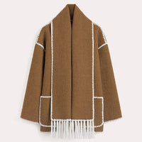 Ladies' Winter Coat with Scarf - Celeste-Brown-S-State of Style
