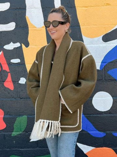 Ladies' Winter Coat with Scarf - Celeste-Green-S-State of Style