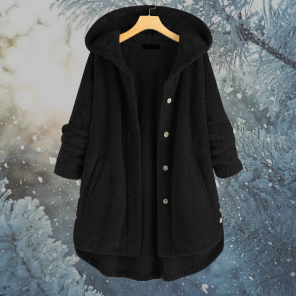 Ladies Winter Fleece Jacket with Hood - Nova-Black-S-State of Style