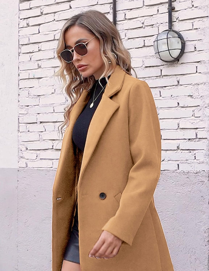 Ladies' Winter Wool Coat with Notch Lapels - Sofia-Beige-XS-State of Style