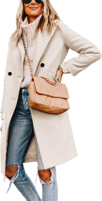 Ladies' Winter Wool Coat with Notch Lapels - Sofia-Beige-XS-State of Style
