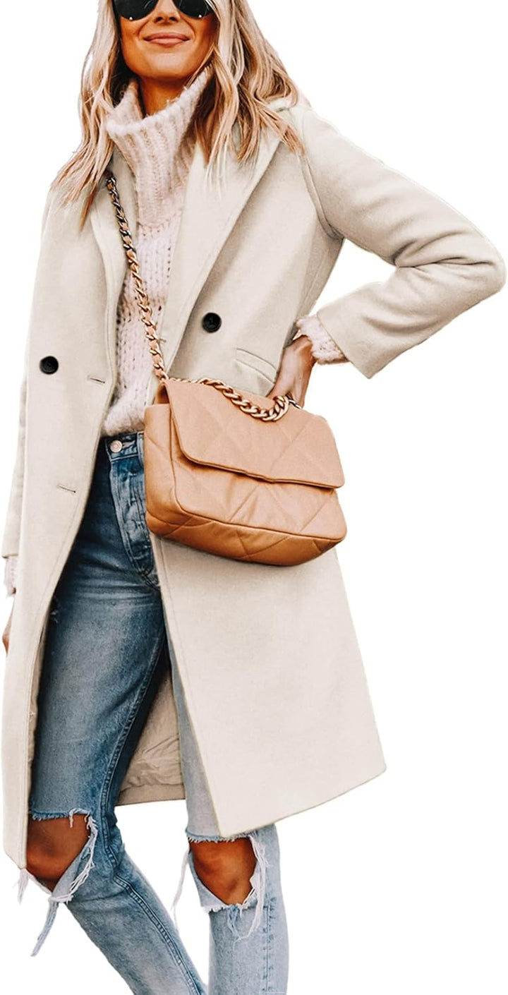 Ladies' Winter Wool Coat with Notch Lapels - Sofia-Beige-XS-State of Style