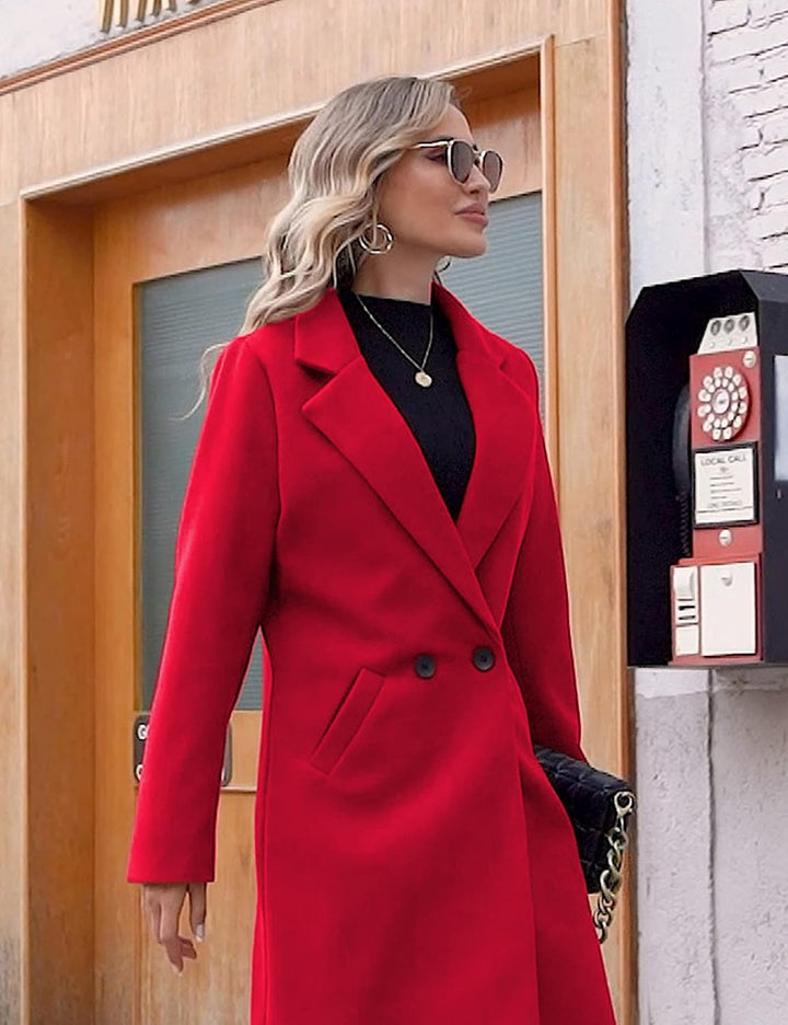 Ladies' Winter Wool Coat with Notch Lapels - Sofia-Beige-XS-State of Style