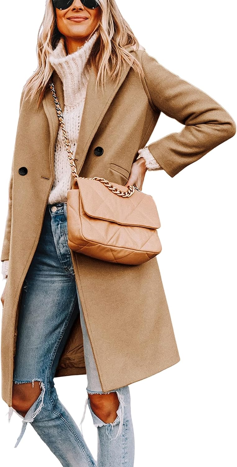 Ladies' Winter Wool Coat with Notch Lapels - Sofia-Khaki-XS-State of Style