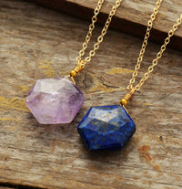 Lapis Lazuli Hexagon Necklace - Amarielle-State of Style