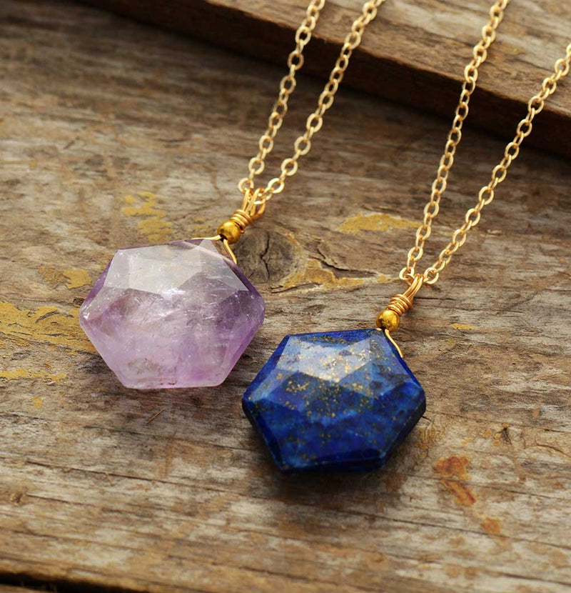 Lapis Lazuli Hexagon Necklace - Amarielle-State of Style