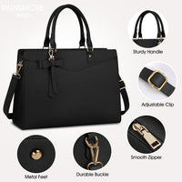 Waterproof PU Leather Laptop Tote Bag with Multi-Pocket Design for Women
