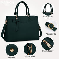 Waterproof PU Leather Laptop Tote Bag with Multi-Pocket Design for Women