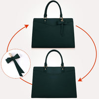 Waterproof PU Leather Laptop Tote Bag with Multi-Pocket Design for Women
