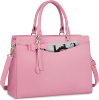 Waterproof PU Leather Laptop Tote Bag with Multi-Pocket Design for Women