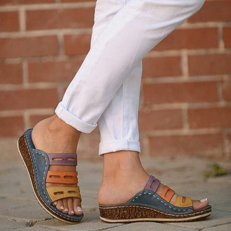 Lara - Multikleurige Comfort Slippers-Blauw-35-State of Style