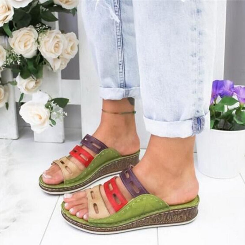 Lara - Multikleurige Comfort Slippers-Groen-35-State of Style