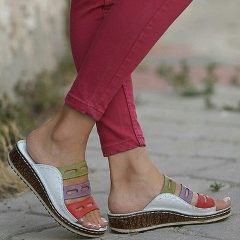 Lara - Multikleurige Comfort Slippers-Wit-35-State of Style