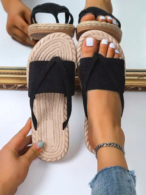 Lara - Orthopedische Crèmekleurige Sandalen-Zwart-35-State of Style