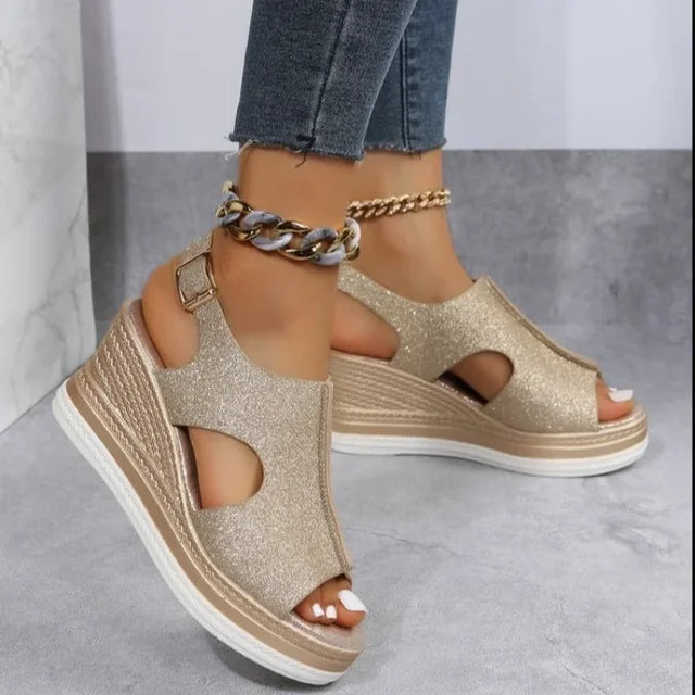 Lara - Orthopedische Gouden Platform Sandalen-Goud-36-State of Style