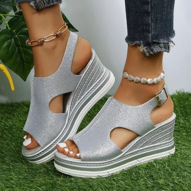 Lara - Orthopedische Gouden Platform Sandalen-Zilver-36-State of Style