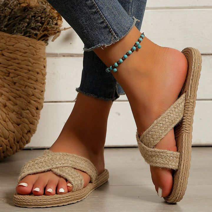 Lara - Orthopedische Khaki Gevlochten Sandalen-36-State of Style