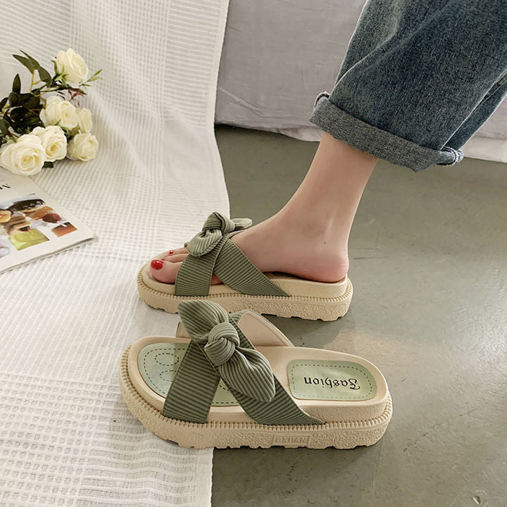 Lara - Orthopedische Olijfgroene Strikslippers-Groen-36-State of Style