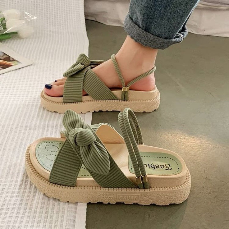 Lara - Orthopedische Olijfgroene Strikslippers-Groen-36-State of Style