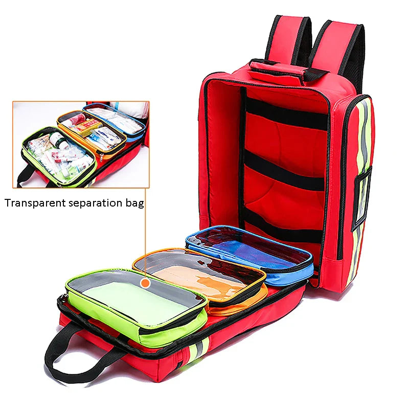 Large First Aid and Survival Backpack - RescueReady-Red-State of Style