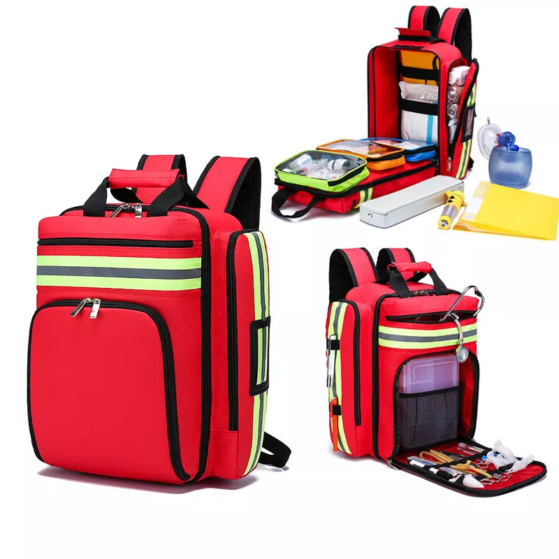 Large First Aid and Survival Backpack - RescueReady-Red-State of Style