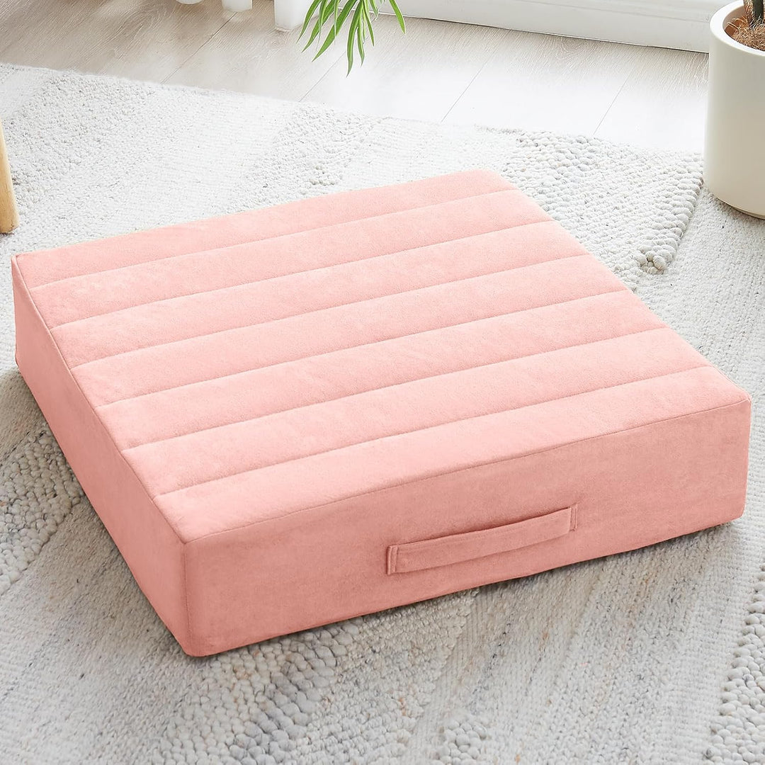Large Meditation Cushion with Thick Foam & Soft Cover-Bordeaux Red-State of Style