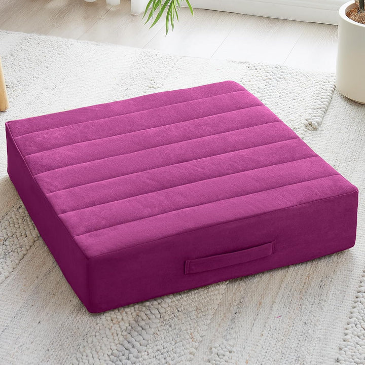 Large Meditation Cushion with Thick Foam & Soft Cover-Bordeaux Red-State of Style