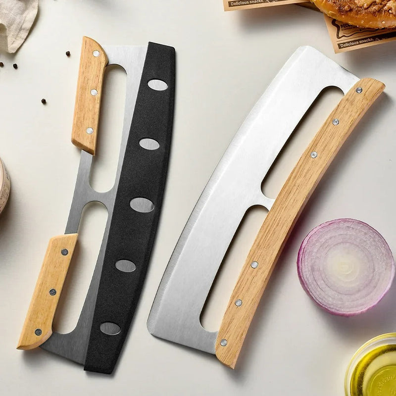 Large Pizza Cutter with Curved Stainless Steel Blade (35 cm) - Bruno-Double Handle-State of Style