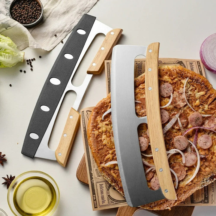 Large Pizza Cutter with Curved Stainless Steel Blade (35 cm) - Bruno-Double Handle-State of Style