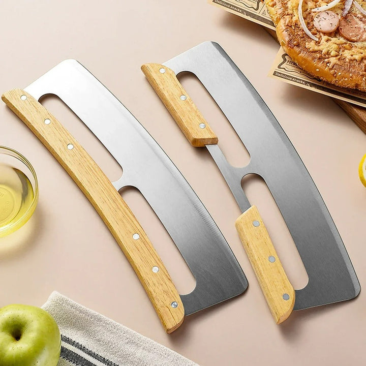 Large Pizza Cutter with Curved Stainless Steel Blade (35 cm) - Bruno-Double Handle-State of Style