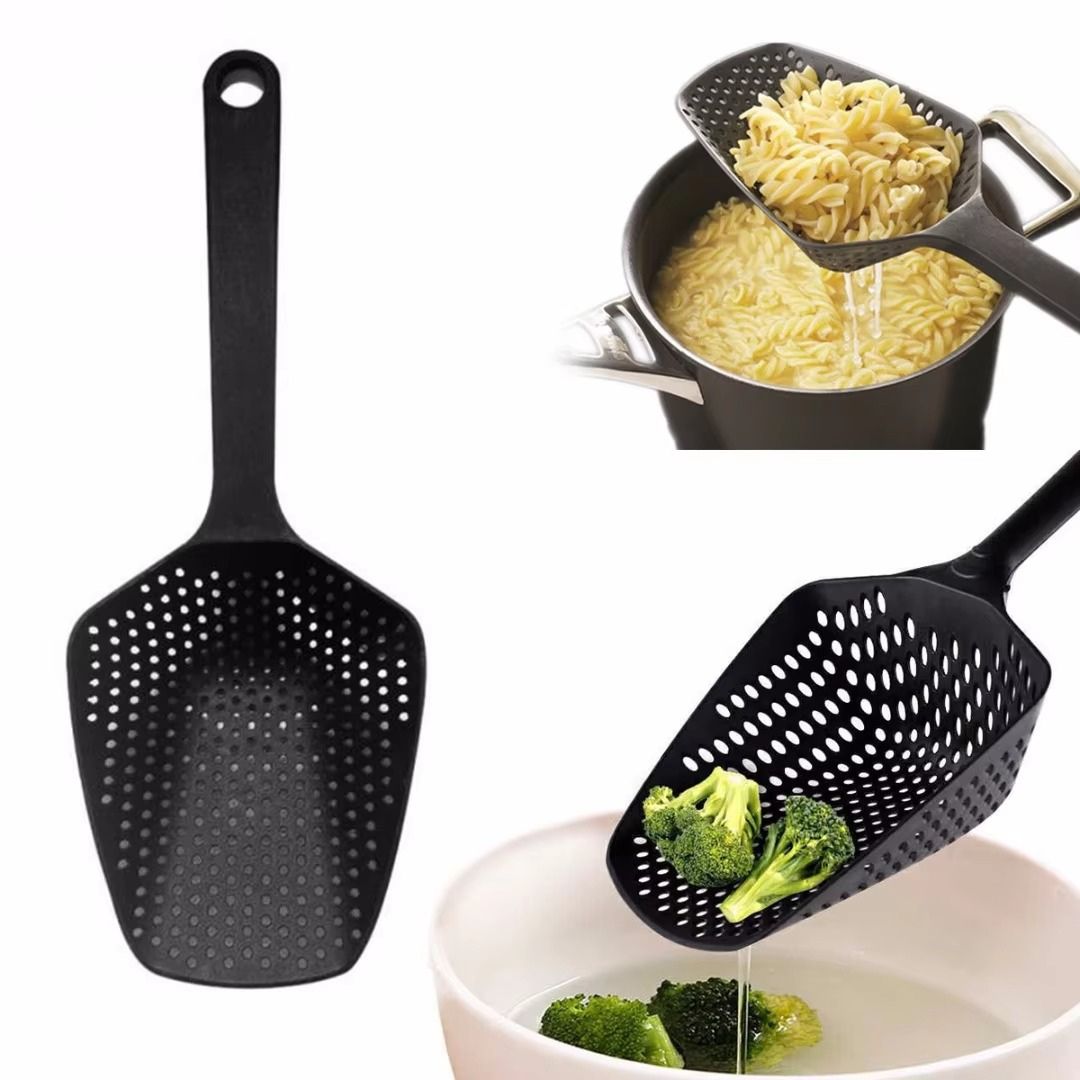 Large PP Kitchen Spoon for Draining and Serving - EasyDrain-Black-State of Style