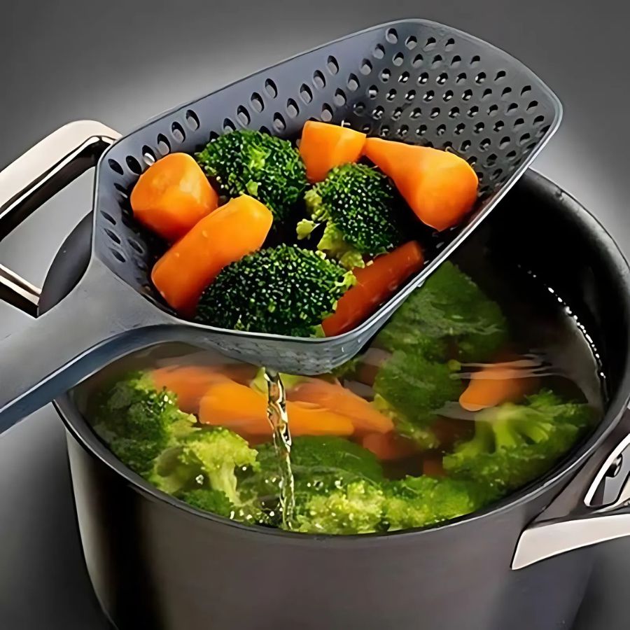 Large PP Kitchen Spoon for Draining and Serving - EasyDrain-Black-State of Style
