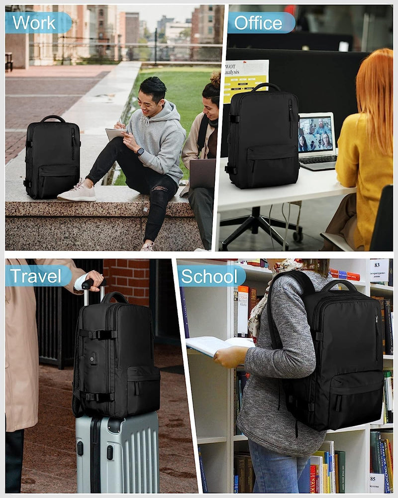 Waterproof Travel Backpack with Shoe Compartment & USB Port – 14" Laptop Fit