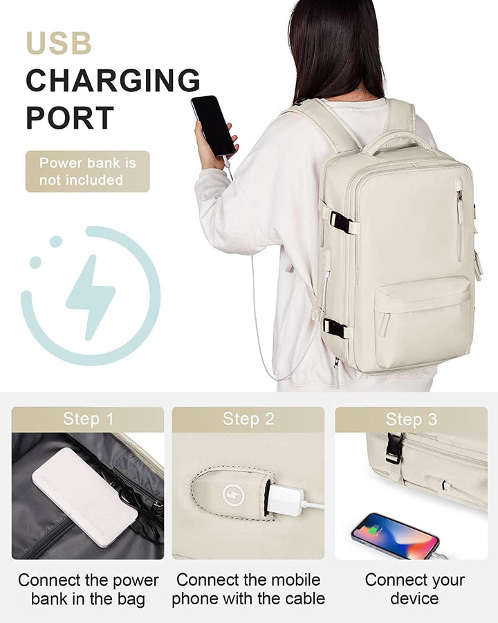Waterproof Travel Backpack with Shoe Compartment & USB Port – 14" Laptop Fit