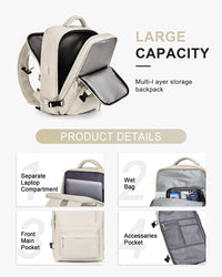 Waterproof Travel Backpack with Shoe Compartment & USB Port – 14" Laptop Fit