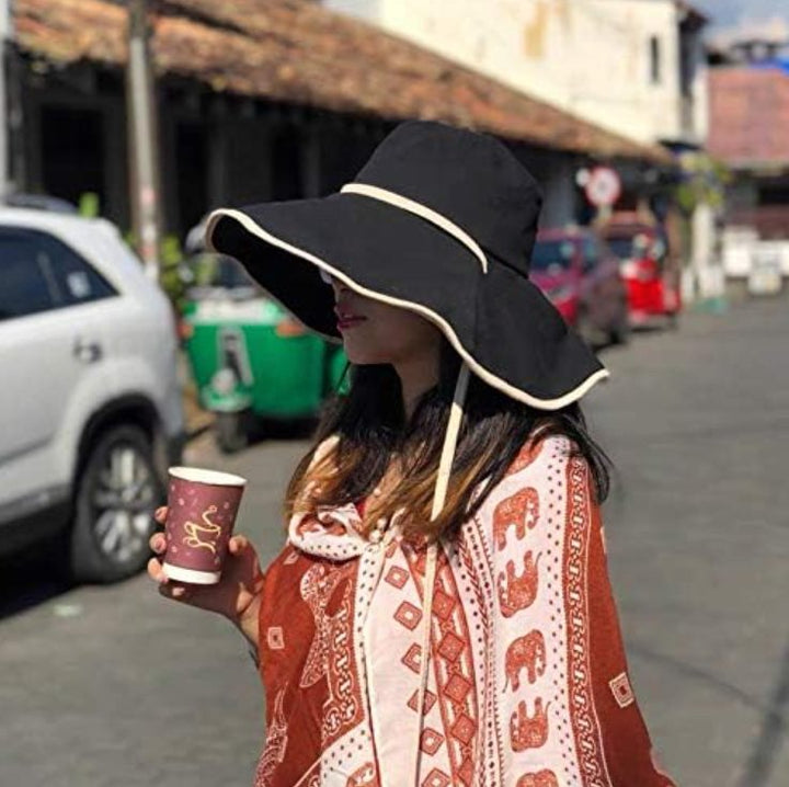 Large women's sun hat with wide brim - Livia-Black-State of Style