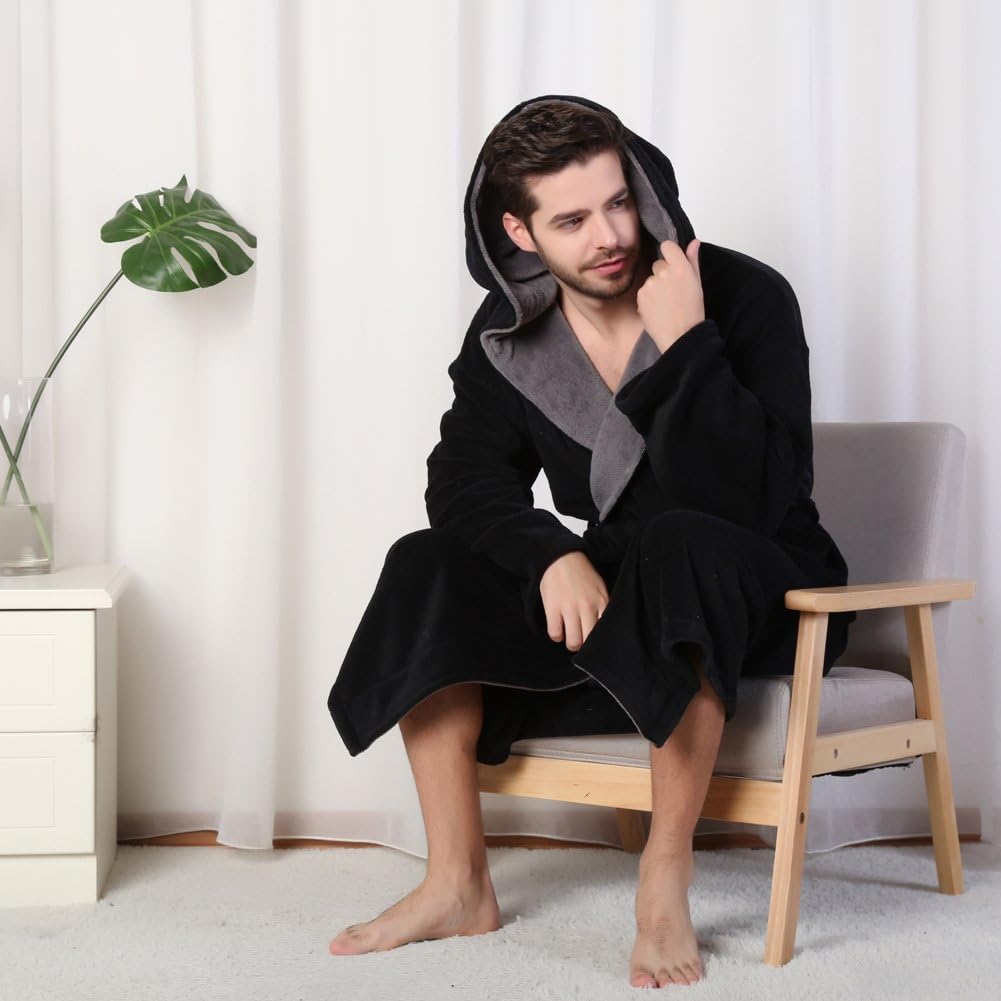 Lars Luxury Men's Robe with Hood-Black-S-State of Style