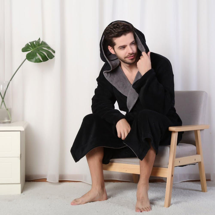 Lars Luxury Men's Robe with Hood-Black-S-State of Style