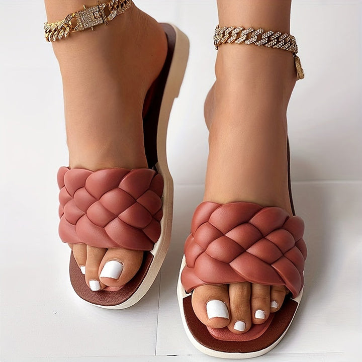 Laura - Orthopedische Geweven Groene Slippers-Oranje-36-State of Style