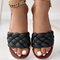 Laura - Orthopedische Geweven Groene Slippers-Zwart-36-State of Style