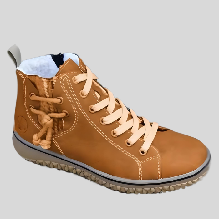 Laurence – High-Top Lace-Up Shoes with Side Lace Detail-Camel Brown-4.5-State of Style